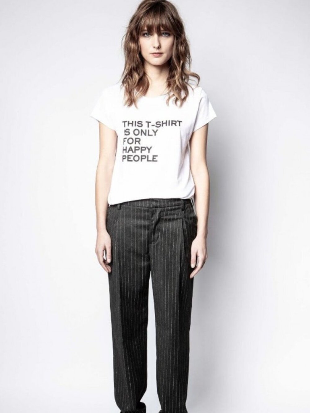 NWT Zadig & Voltaire WOOP White Happy People Lettering Short Sleeve T-Shirt - Picture 3 of 4